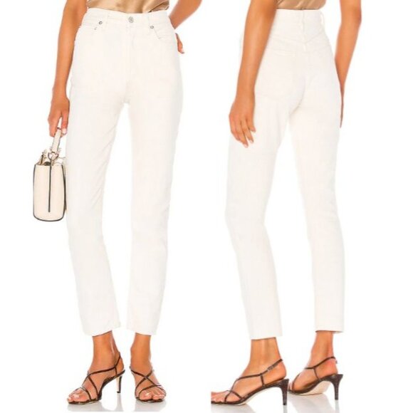 AGOLDE x REVOLVE Remy Twee High Waisted Button Fly Straight Jeans Cream US 30 - Picture 1 of 15